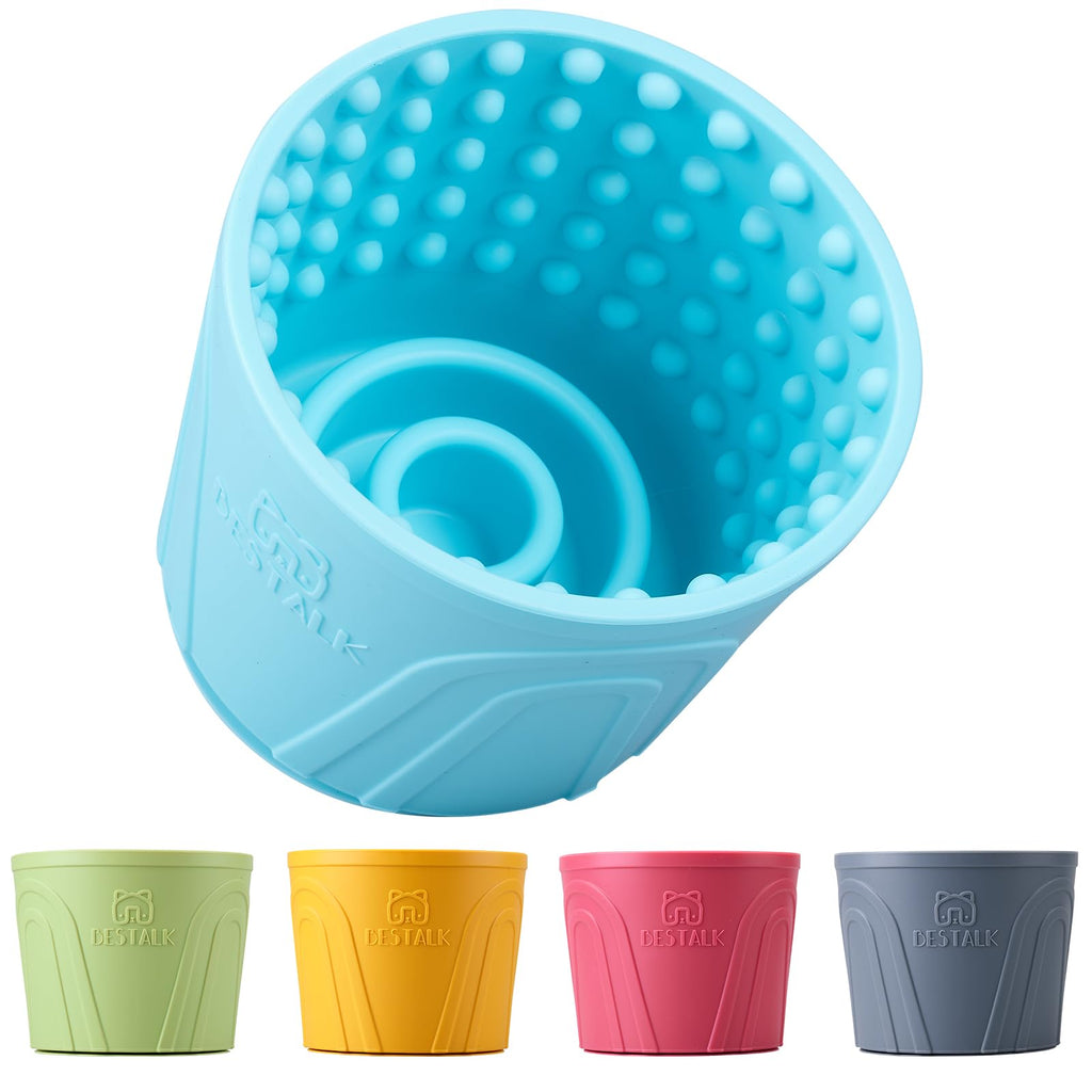 Dog Lick Bowl Bestalk Anxiety Relief Slow Feeder Dog Lick Mat Treat Dispenser Non-Slip Dog Licking Bowl Dog Enrichment Toys for Small Medium and Large Breed Dogs BPA Free Silicone(TealM-L)