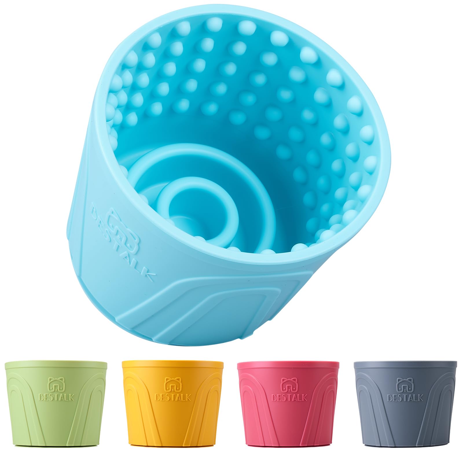 Dog Lick Bowl Bestalk Anxiety Relief Slow Feeder Dog Lick Mat Treat Dispenser Non-Slip Dog Licking Bowl Dog Enrichment Toys for Small Medium and Large Breed Dogs BPA Free Silicone(TealM-L)